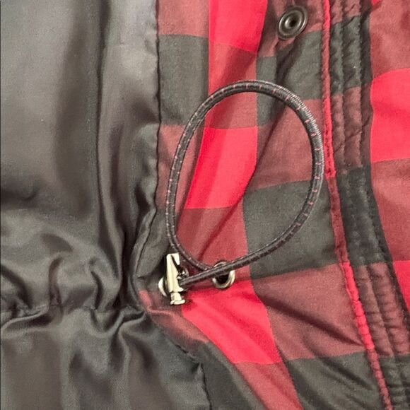Lauren Ralph Lauren DOWN Buffalo Plaid Red Black Puffer Hooded Parka Coat M - Picture 9 of 16